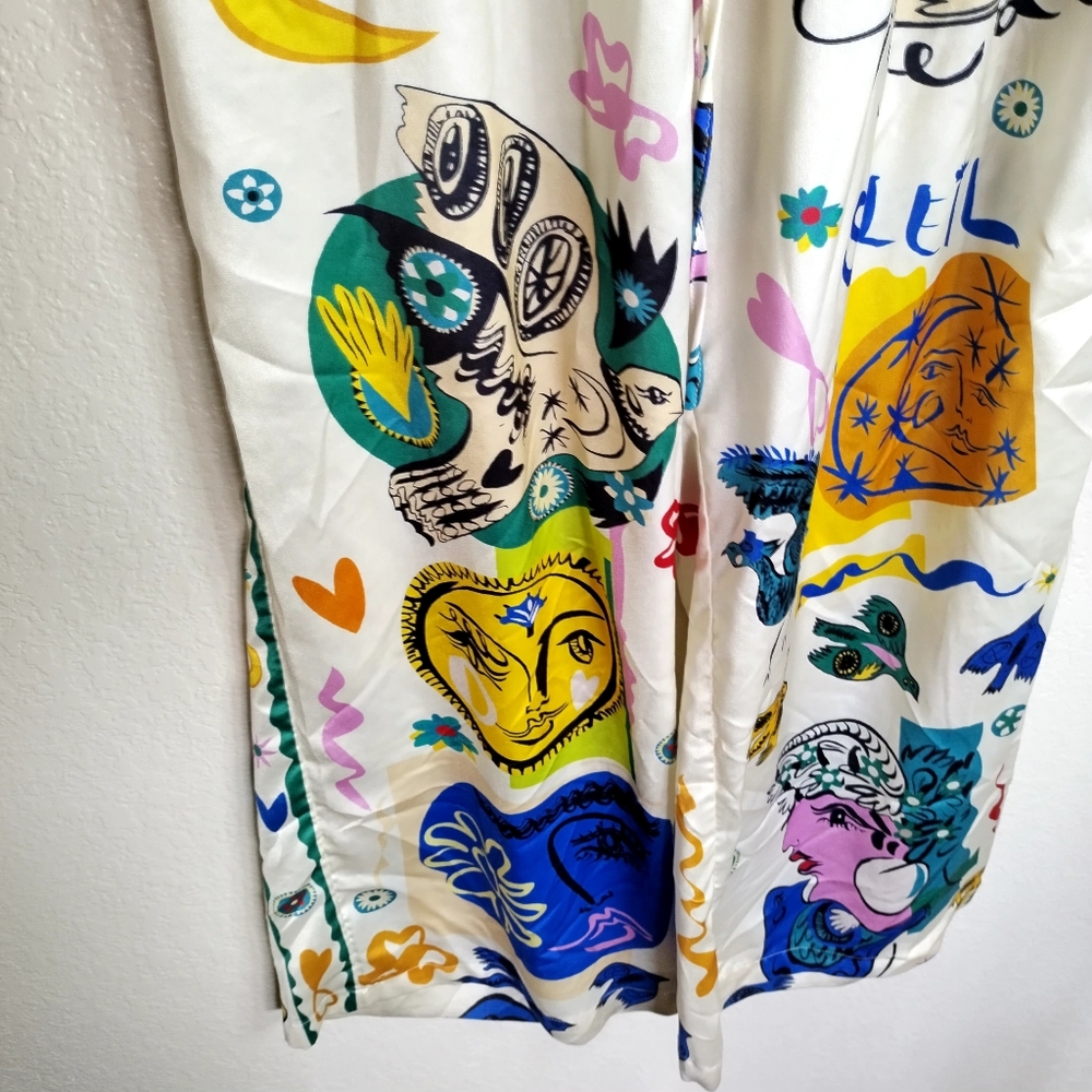 Commense Graphic Print Wide Leg Pants Sz M - Picture 4 of 10